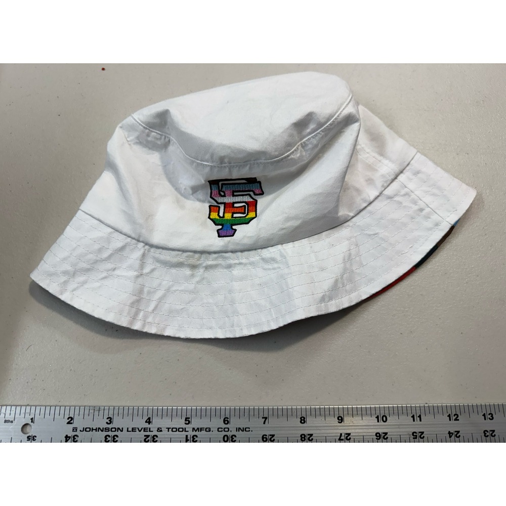 San Francisco Giants MLB Rainbow Pride Bucket Hat White Multi Color SF Logo